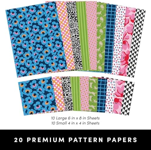 PAPERAGE Junk Journal & Scrapbook Kit, Hardcover Blank Journal Notebook, 20 Patterned Papers, 8 Sticker Sheets, 20 Die-Cut Shapes, 2 Washi Tapes & Tape Roller, Creative Journaling Supplies - Navy