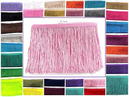 10 Yards of 4" Long Chainette Fringe Thread Yarn Tassel Trim Braid Fringe for Crafts Sewing and Decor-Baby Light Pink