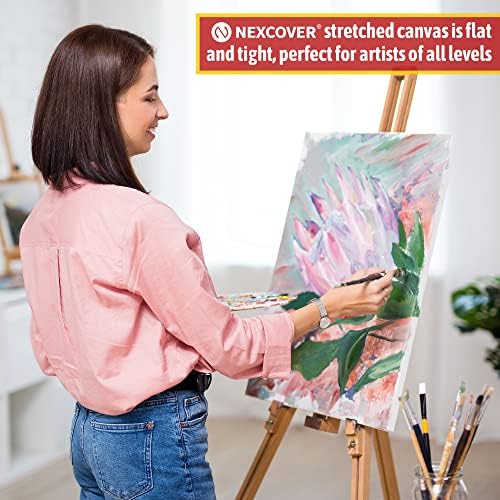 NEXCOVER Stretched Canvas - 8 Pack 11x14 Inch, 5/8" Profile Thick Pinewood Frame, Blank White Painting Canvas for Acrylic Oil Tempera Gouache Paint, for Beginners Kids Students Artists DIY Craft/Decor