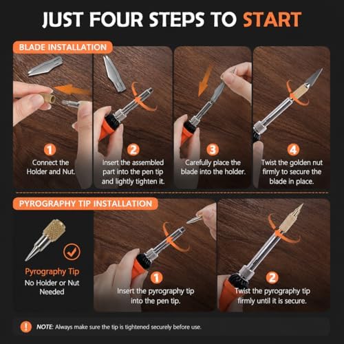 K KERNOWO Wood Burning Tool Kit for Adults & Teens | 17-Piece, Adjustable Temperature Pyrography Pen Set, 14 Premium Tips, Insulated Rubber Grip, For DIY Crafts Gift