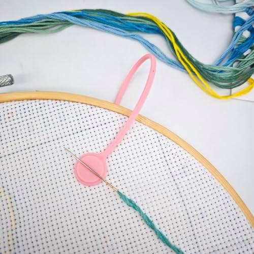 4 pcs Magnetic Needle Minders Silicone Fabric Clips, Macron Color Magnetic Needle Keeper Needle Nanny for Cross Stitch Embroidery Needlework Accessories Cross-Stitch Gift