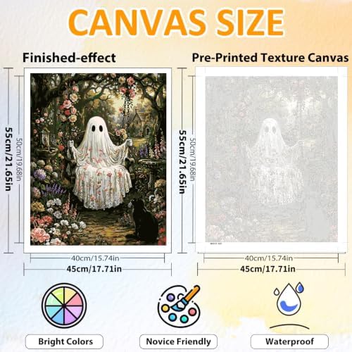 CRZMODE Halloween Paint by Numbers Kit for Adults, Ghost Swing, 16x20 inch