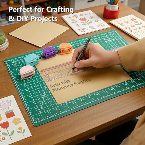 Sliding Paper Trimmer Set, 4 Multi-Function Blades, Acrylic Ruler & A3 Mat