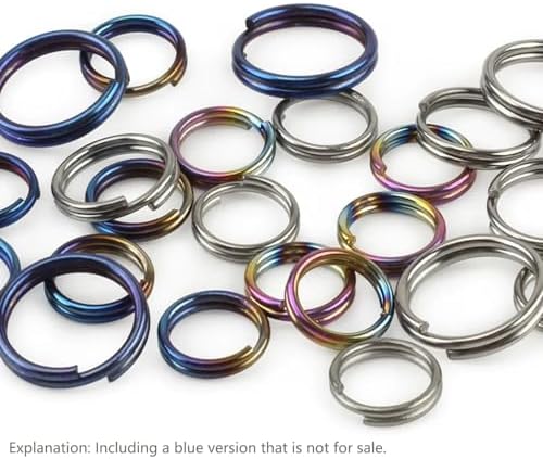 10Pcs Titanium Alloy Split Key Rings, Mini Keyrings Keychain, Bluing 12mm