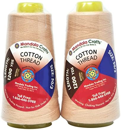 Mandala Crafts Champagne Mercerized Cotton Thread Cones for Sewing Quilting