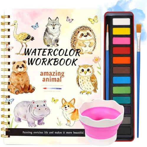 Watercolor Workbook for Adult Beginner, Animal Water Coloring Book