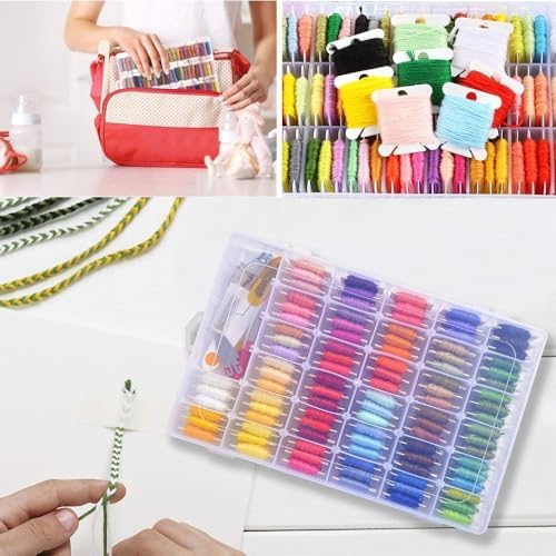 Embroidery Floss Organizer Cross Stitch Thread Organizer-Bobbin Winder 1 Removable 36 Compartments with 150 Floss Bobbins and 2 Pieces Numbered Stickers for Craft DIY Embroidery
