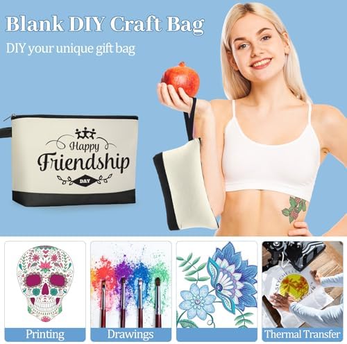 Silkfly 15 Pcs Cotton Canvas Makeup Bags Cosmetic Zipper Bags 10.2 x 5.5 x 2'' Blank DIY Pouch Bulk Pencil Case with Bottom Travel Toiletry Pouch for Women Craft Decor Gift (Classic Color)