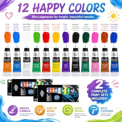 QUANWAISJ Sip and Paint Kit for Adults, Pre Drawn Canvas for Painting for Adults, 2 Pack Canvas Painting Kit, Paint Party Kit, Date Night Activities for Couples, Valentine’s Day (Starry Wishes)