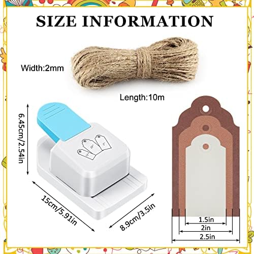 Lewtemi 3 in 1 Craft Tag Punch, 1.5/2/ 2.5" Gift Tag Paper Punches for DIY