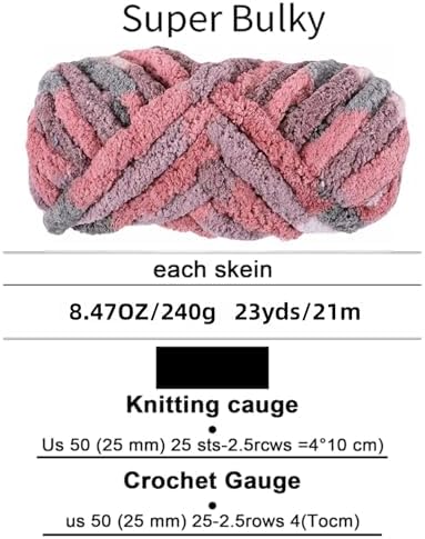Chunky Chenille Yarn - Bulky Thick Fluffy Yarn for Crocheting and Knitting Blankets, Soft Plush Yarn, 8 Jumbo Pack 30.5 (Cherry Blossoms Fall)