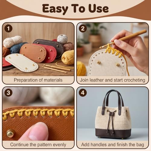 5 PCS Bag Bases for Crochet PU Leather Bag Bottom Oval Bag Bottom Long Oval Purse Bottom Knitting Crochet Base Purse Bottom Bags Cushion Base with Holes for DIY Crochet Bag Shoulder Bags Craft Making