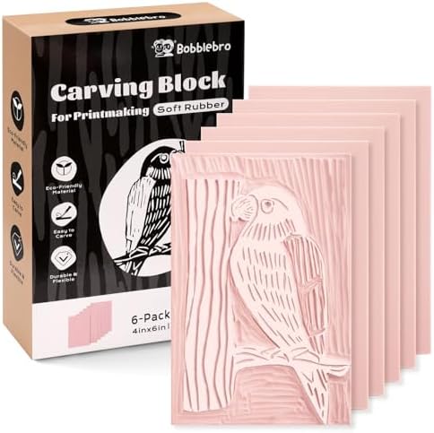 Bobblebro 6 PCS 4"x6" Soft Linoleum Blocks for Printmaking & Stamp Making