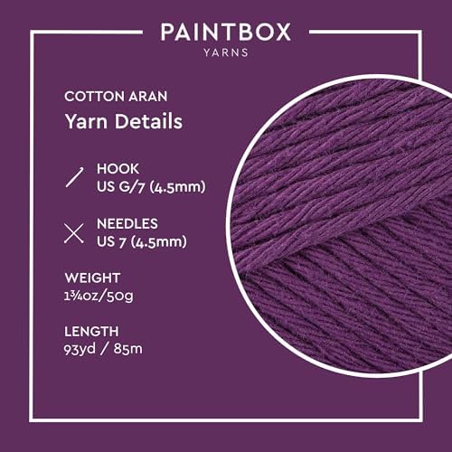 Paintbox Yarns 100% Cotton Aran Yarn 1.76oz / 50g, 93yds / 85m