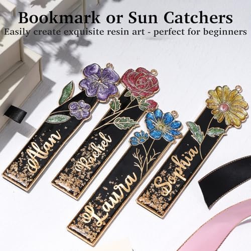 LET'S RESIN 12pcs Metal Bookmark Bezels for Resin with Tassels