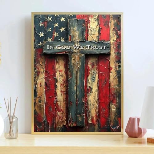 koemhxb American Flag Paint by Numbers Kit for Adults, Patriotic Painting by Numbers, Adult Cross Paint by Number Kits Suitable for Gifts and Interior Decor 16x20 Inch (Without Frame)