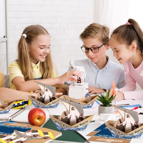 24 Set Jesus Calms The Storm Craft Kit DIY Sunday School Sailboat Cards