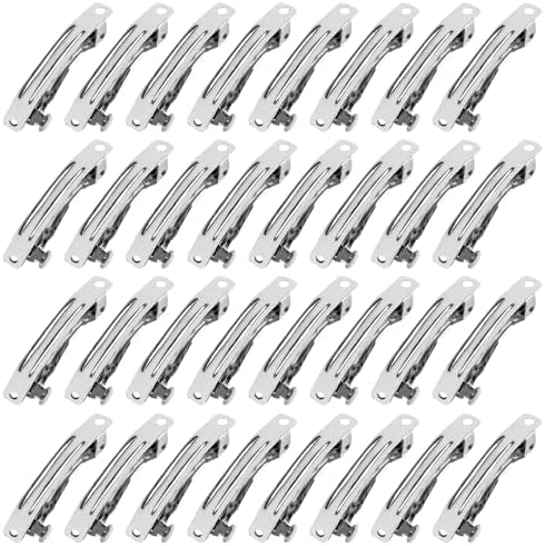 AUEAR, 50 Pack 40mm Blank French Barrette Metal Rectangle Hair Clips Iron Alligator for DIY Clip Craft
