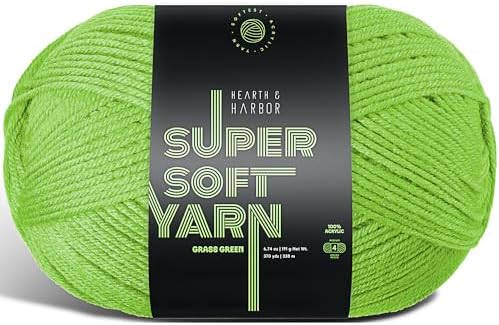 Acrylic Yarn for Crocheting & Knitting – Soft Crochet Yarn for Crocheting, 370 Yards, Perfect for Crafts & Amigurumi, Medium Worsted Weight 4, Grass Green