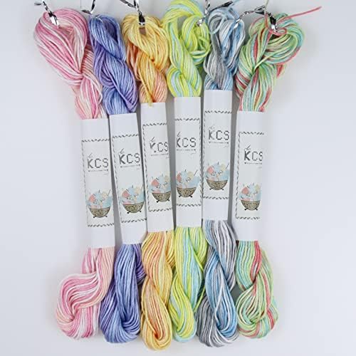 KCS Big skeins of 25 Meters Size 25 Color Variegated Cross Stitch Stranded Threads,6 skeins,12