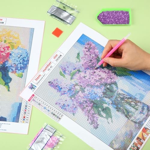 Yeaqee 4Pcs Diamond Art Kits for Adult Gem Painting Kit, Flower Vase