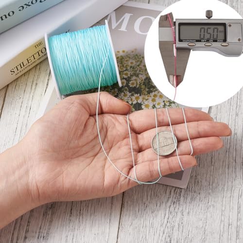 150 Yards 0.5mm Braided Nylon Crafting Thread Chinese Knotting Beading String Macrame Cord Rope for Necklace Bracelet Jewelry Craft Making, Pale Turquoise