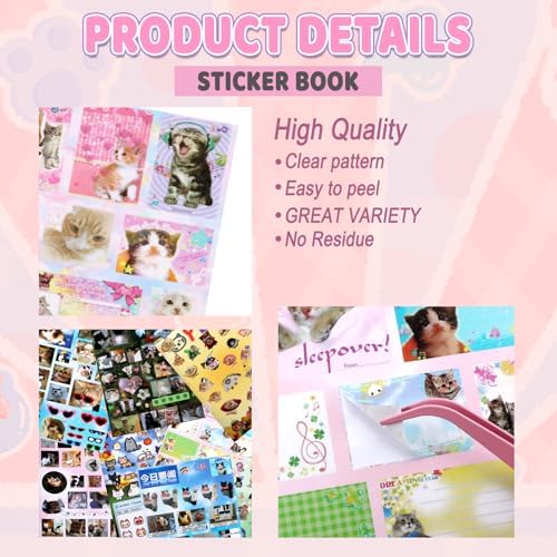 800+ Cat Sticker Book, 30 Sheets Meme Stickers for Scrapbook Journal