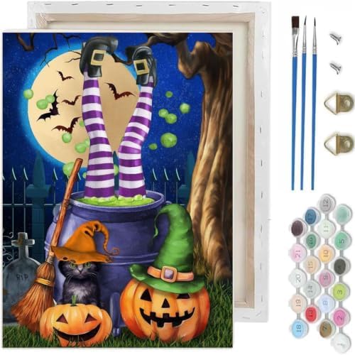 TCDZMYGS Halloween Paint by Numbers Kit for Adults-Witch,with Frame 10x12In