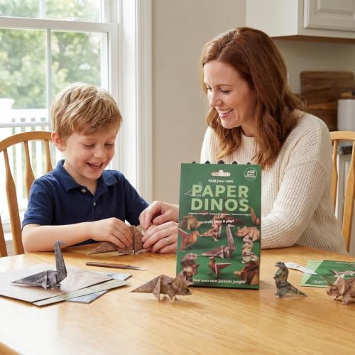 Origami Paper Kit DIY Dinosaur - 50 Sheets Origami Paper for Folding Cute Dinosaur Figures, Fun Creative Craft for Adults, Art Desk Decor and Gift for Origami Lovers