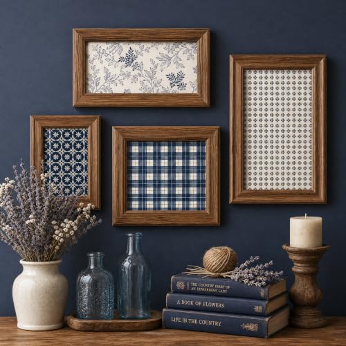 Classical Blue Double Sided Scrapbook Paper 12x12 Inch, 24 Sheets 24 Unique Patterns, 160gsm Acid Free Cardstock for Junk Journal Cardmaking Vintage Farmhouse Crafts