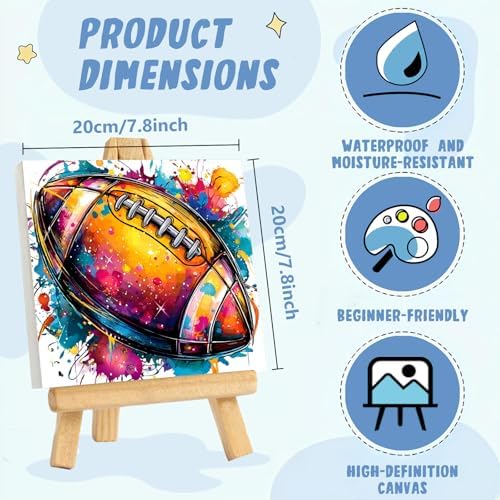 XTCIXAL Paint by Numbers Kit for Kids with Frame, Football, 8X8 inch