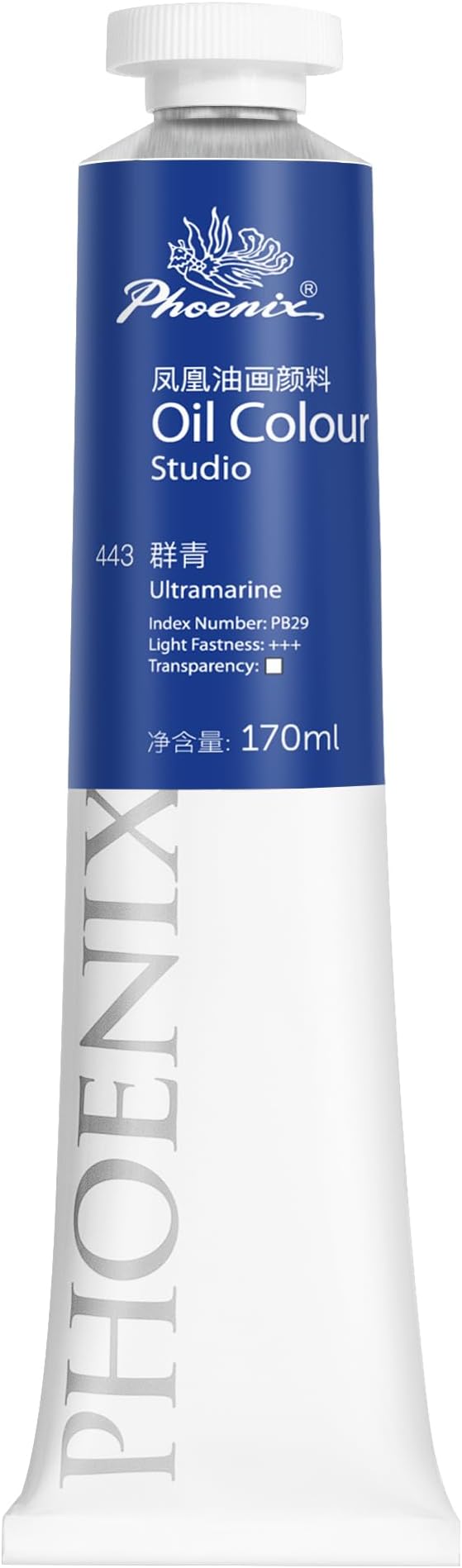 PHOENIX Ultramarine Blue Oil Paint - Studio Oil Paint Single Large Tube - 170ml / 5.75 Fl oz. Ultramarine 443