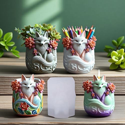3D Fox Resin Casting Molds, Silicone Animal Candle Molds for Epoxy