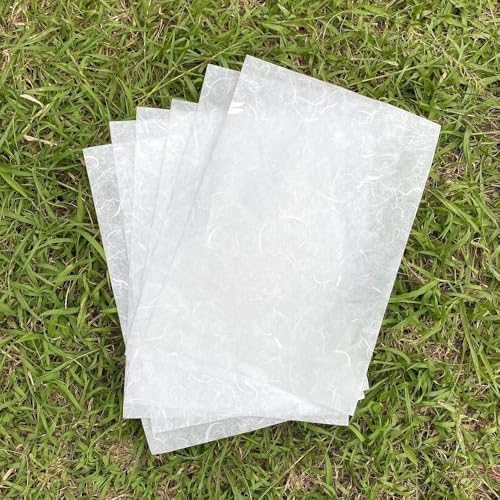 A5 50 Sheets Natural Fiber Mulberry Tree, Mulberry paper Sheets Square Origami, Arts Folding Craft, Decoration, Paper for DIY Crafts. 8.3" x 5.8" (White, A5)