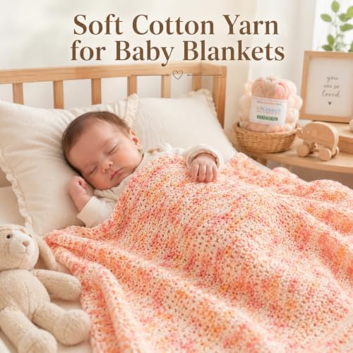 Katech 1OO% Variegated Cotton Yarn for Crocheting-2 Sport Weight Baby Yarns