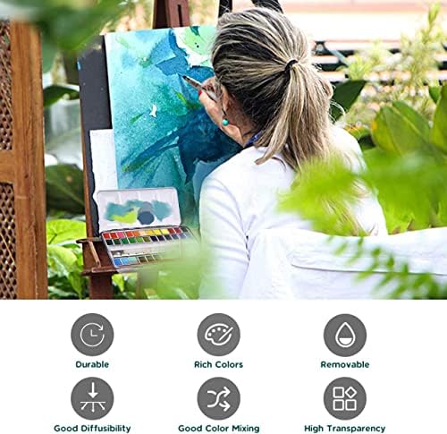 36 Colors Solid Watercolor Paint Set with Refillable Water Brush