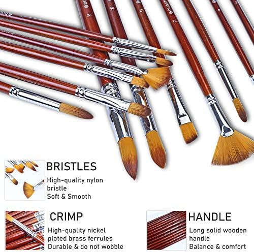 DUGATO Artist Paint Brush Set, 13-Piece Long Handle Oil Paint Brushes