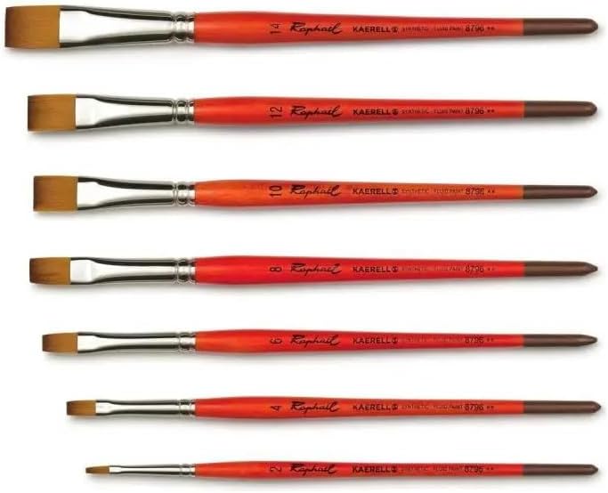 Raphael Kaerell Long Handle Oil & Acrylic Brush, Flat, 8, Natural