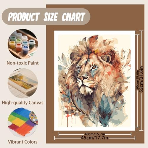 XTCIXAL Paint by Numbers Kit for Adults, Lion, 16X20 Inch