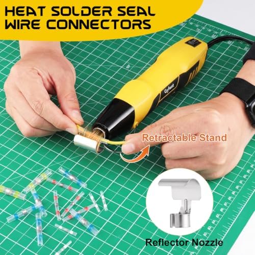 205Pcs Heat Shrink Solder Seal Wire Connectors with Heat Gun, 350W 2-Temp Mini Heat Gun with 5Ft Power Cord for Automotive Marine Wiring Repair Crafting Embossing DIY