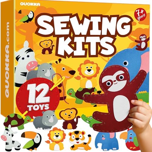 Sewing Kit for Kids Ages 4-8 - 12 Beginner DIY Kids Sewing Crafts Ages 4-7