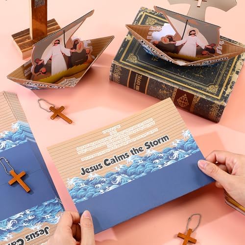 24 Set Jesus Calms The Storm Craft Kit DIY Sunday School Sailboat Cards