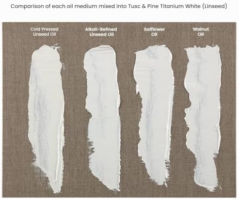Tusc & Pine Oil Medium Sampler Set of 6 - 3.4oz Bottles, Linseed, Walnut, Safflower, Paint Thinner and Gloss Varnish, Non-Yellowing, Travel-Friendly, Made in USA