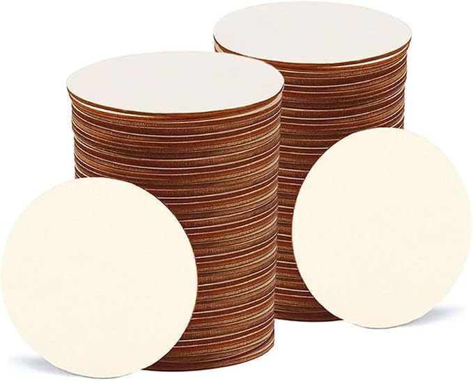 100 Pcs 3 Inch Wooden Circles, Unfinished Blank Wood Round Disc