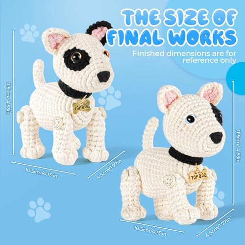Gipony Crochet Kit for Beginners Animal,Crochet Animal Kits,Crocheting Kit for Starters,Learn to Crochet with Step-by-Step Video Tutorials,Beginner Crochet Kits Adults(2 Pack Bull Terrier)