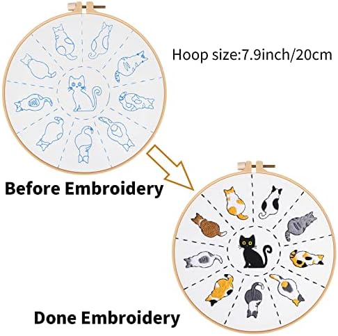 Louise Maelys Cute Cat Embroidery Kit for Beginners DIY Gift Craft