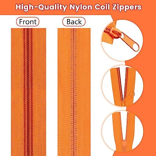 DOITEM 13.5 Yards 6 Pieces Sewing Zippers #5 Nylon Coil Zippers Assorted Zipper for Sewing with 24 Zipper Sliders for DIY Tailor Sewing Crafts Supplies, 6 Colors