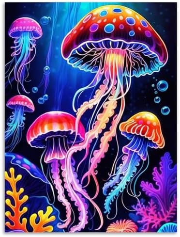 Jellyfish Diamond Art Kits for Adults Beginners 12x16 in, DIY Craft Gift
