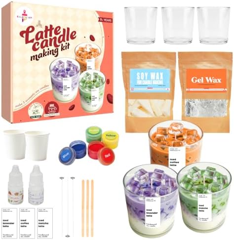Kalakaram Latte Candle Making Kit | Make 3 Aromatic Candles with Natural Soy Wax | Perfect for Beginners, Home Décor & Gift Set | DIY Candle Kit for Home Décor, Gifting & Hobby Craft (Latte Theme)