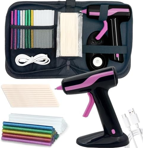 Cordless Hot Glue Gun Smart Power-Off, Mini Glue Gun Kit USB-C Rechargeable